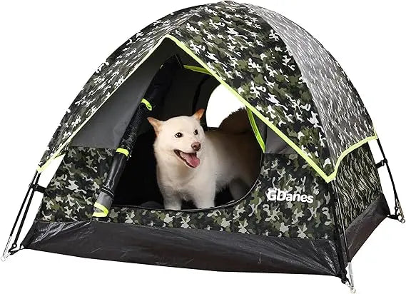 Camouflage Dog Tent House - Portable Indoor/Outdoor Dog Bed with Soft Pad for Large Dogs, 42 x 42 x 32 Inches