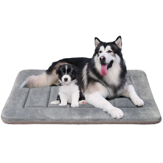 47" Dog Bed Washable Kennel Pad Anti Slip Pet Crate Mat Light Grey