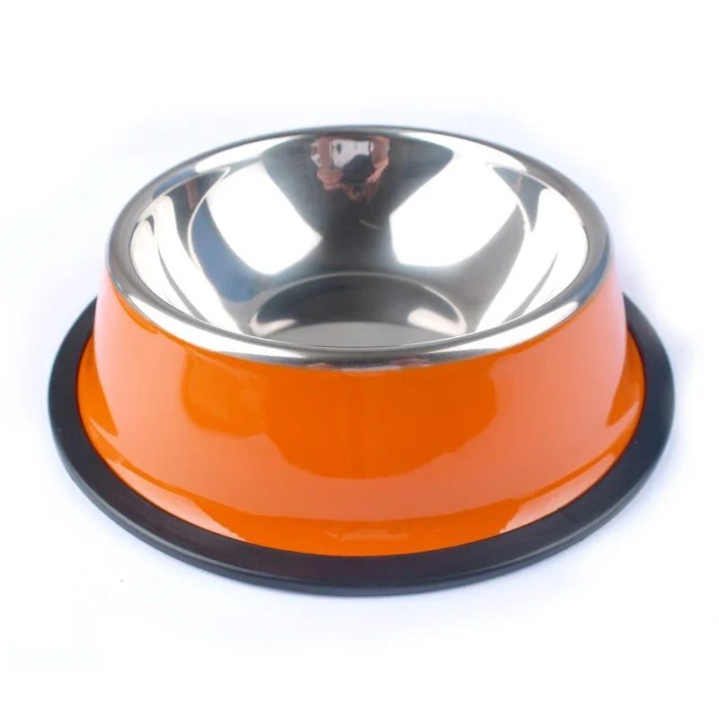 New Pet Dog Stainless Steel Bowls Puppy Cats Food Drink Water Dish Feeder Travel Feeding Non-slip Feeding Dishes Pets Supplies