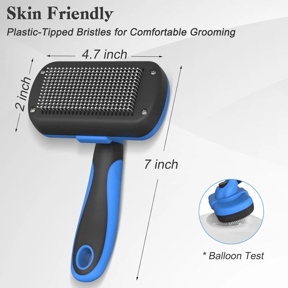 Self Cleaning Slicker Brush Deshedding Tool Dogs and Cats Pet Grooming Supplies Easy Clean High Quality Ergonomic Handle