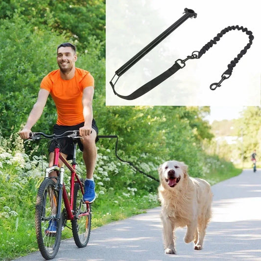 Bicycle Dog Leash Metal Rod Traction Metal Thickened Dog Chain Removable Elastic Traction Rope Pet Supplies Pet Traction Rope