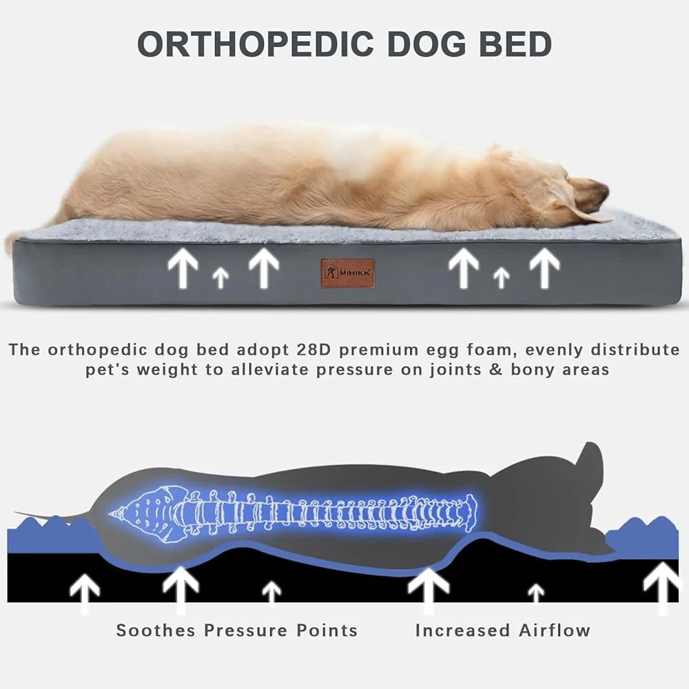 Waterproof Orthopedic Dog Bed Medium Non-Slip Foam Pet Pad Washable Removable Cover Indoor Outdoor Supportive Dog Mat