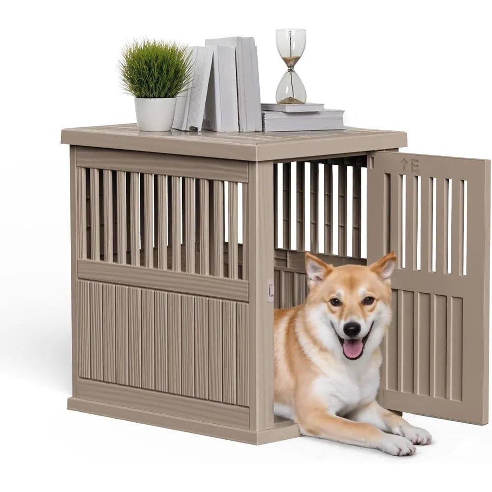 Durable Dog Crate Furniture with Lockable Door,Dog House Indoor for Small Medium Large Dogs (Light Brown, Medium)