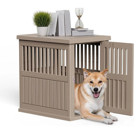 Durable Dog Crate Furniture with Lockable Door,Dog House Indoor for Small Medium Large Dogs (Light Brown, Medium)