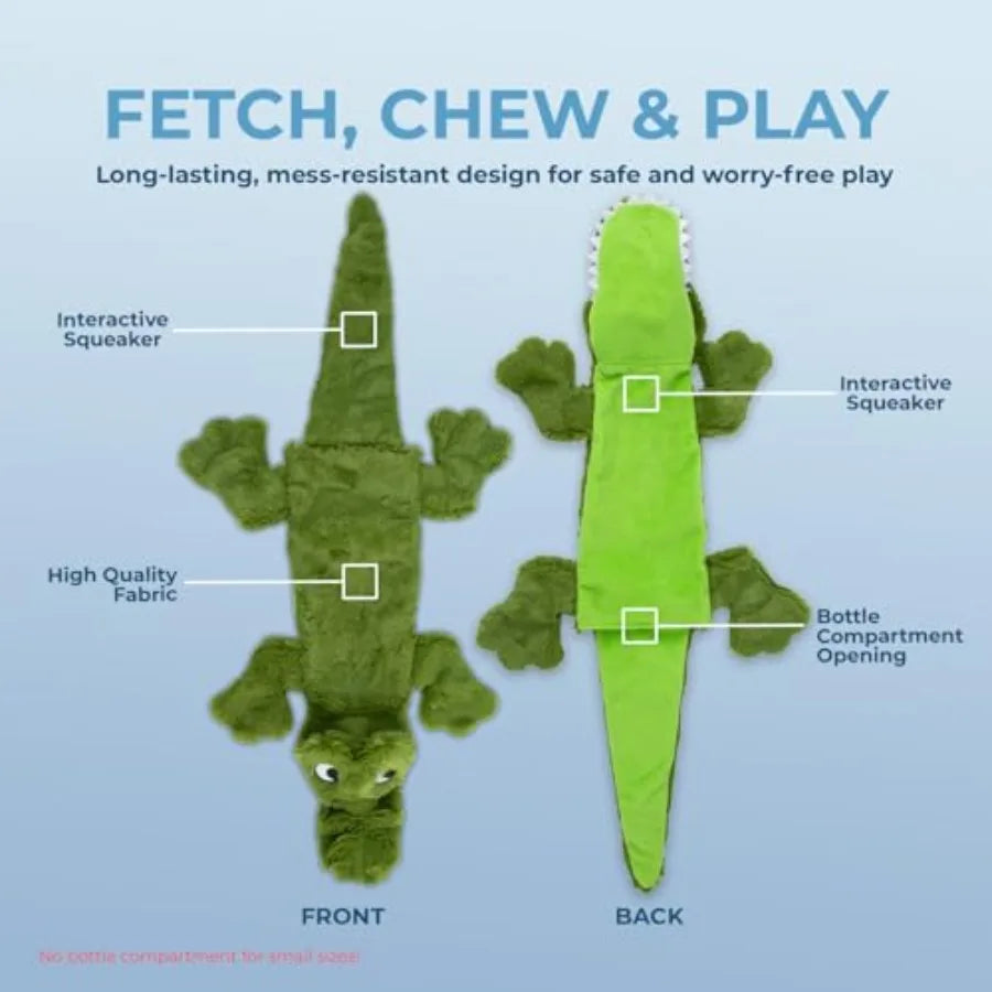 2in1 Stuffless Squeaky Dog Toys with Soft Durable Fabric for Small Medium and Large Pets No Stuffing for Indoor Play Supports A