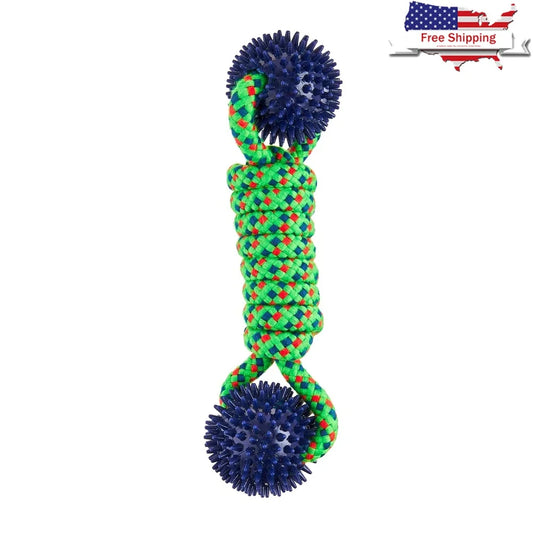 Durable Dog Chew Toy with Rope Coil and Spiky Balls Tug of War Fetch Play Moderate Chewers Fun Engaging Toy