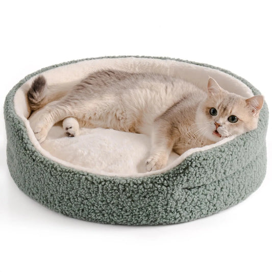 Mewoofun Cat Beds for Indoor Cats - Round Dog Beds for Small Dogs Washable Pet Bed with Non-Slip Bottom for Kitten and Puppy