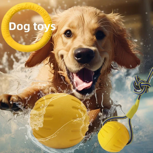Indestructible Pet Bite Resistant Ball Ring Reinforced Training Toy with Rope Knot Super Durable Chewproof Interactive Play Item