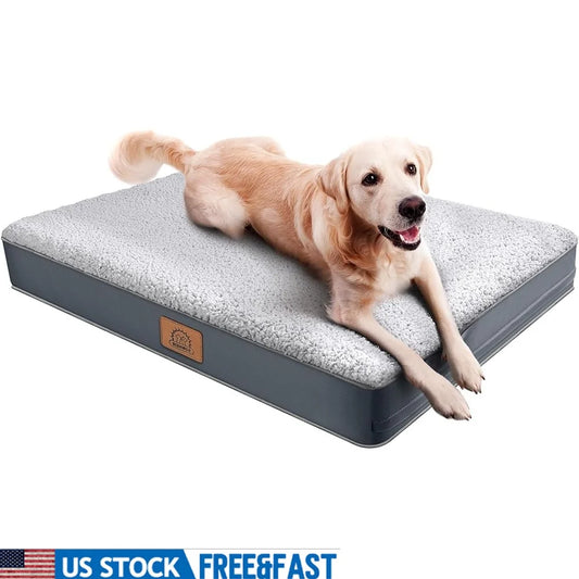 Orthopedic Waterproof Dog Bed Large Dogs Egg Foam Support Removable Washable Cover Anti-Slip Bottom Perfect Crate and Home