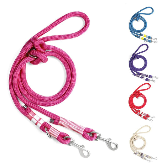 Colorful Double Dog Lead Rope Nylon Weaving Fashion Pet Supplies Waist Atrap and Crossbody Leash Multi-functional Dog Leashes