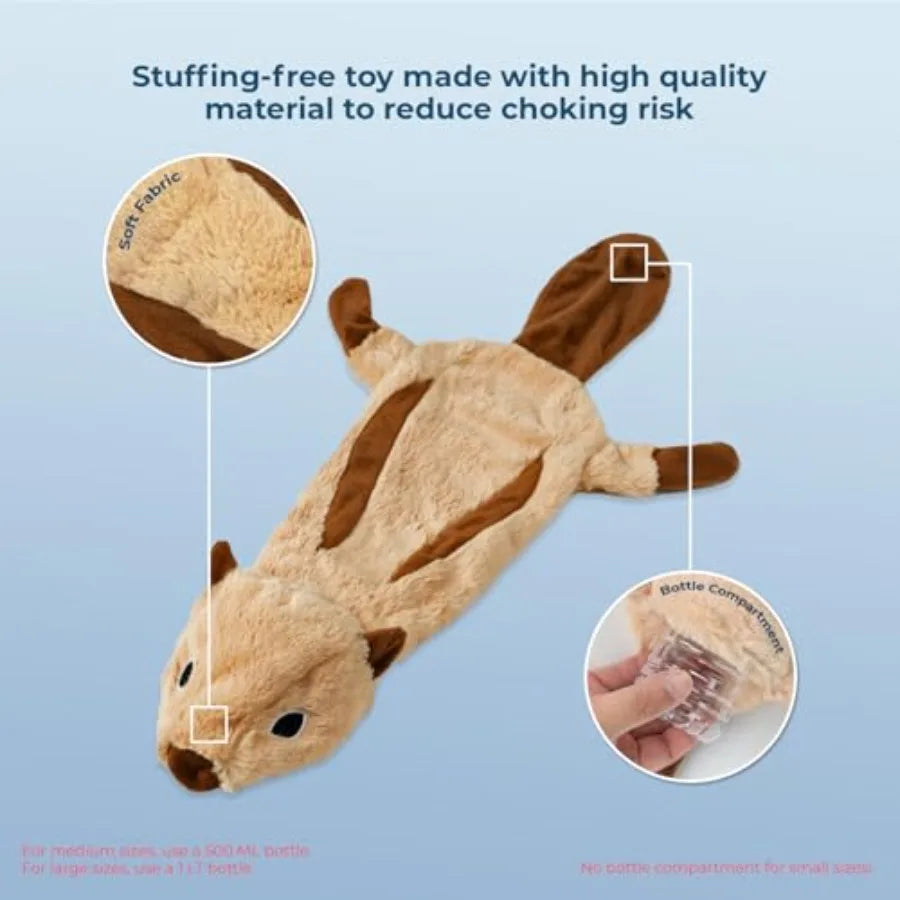 2in1 Stuffless Squeaky Dog Toys with Soft Durable Fabric for Small Medium and Large Pets No Stuffing for Indoor Play Supports A