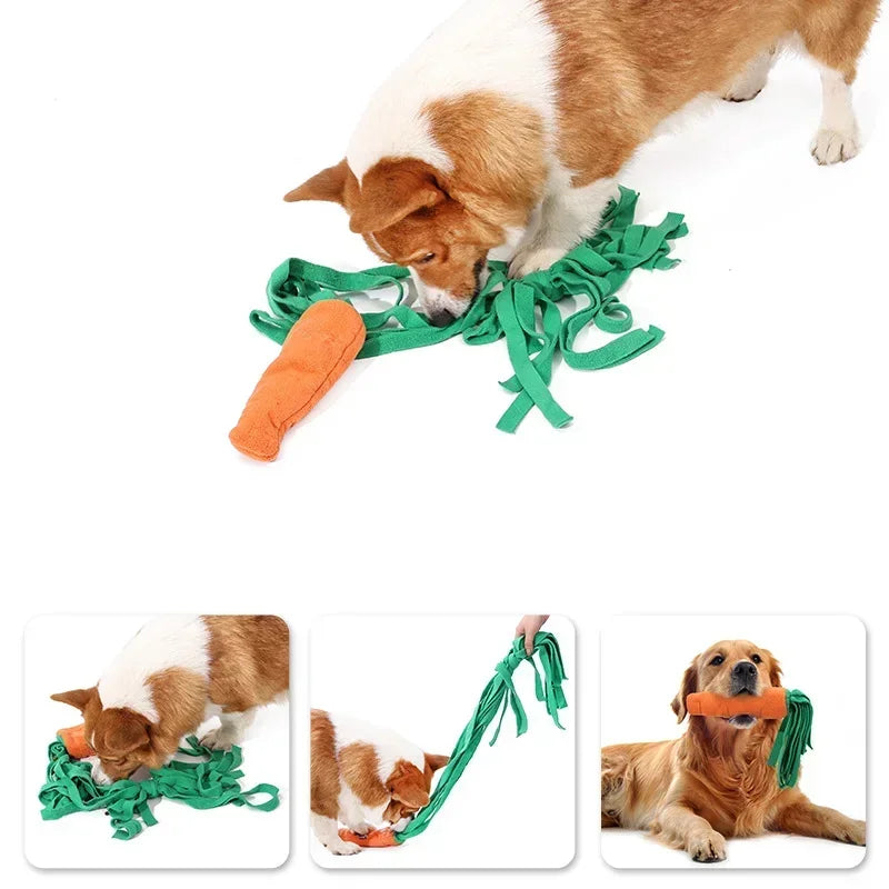 Dog Sniffing Toys for Small Dog Carrot Shape Squeaky Interactive Snuffle Training Food Slow Feeder Pet Nosework Toy Pet Supplies