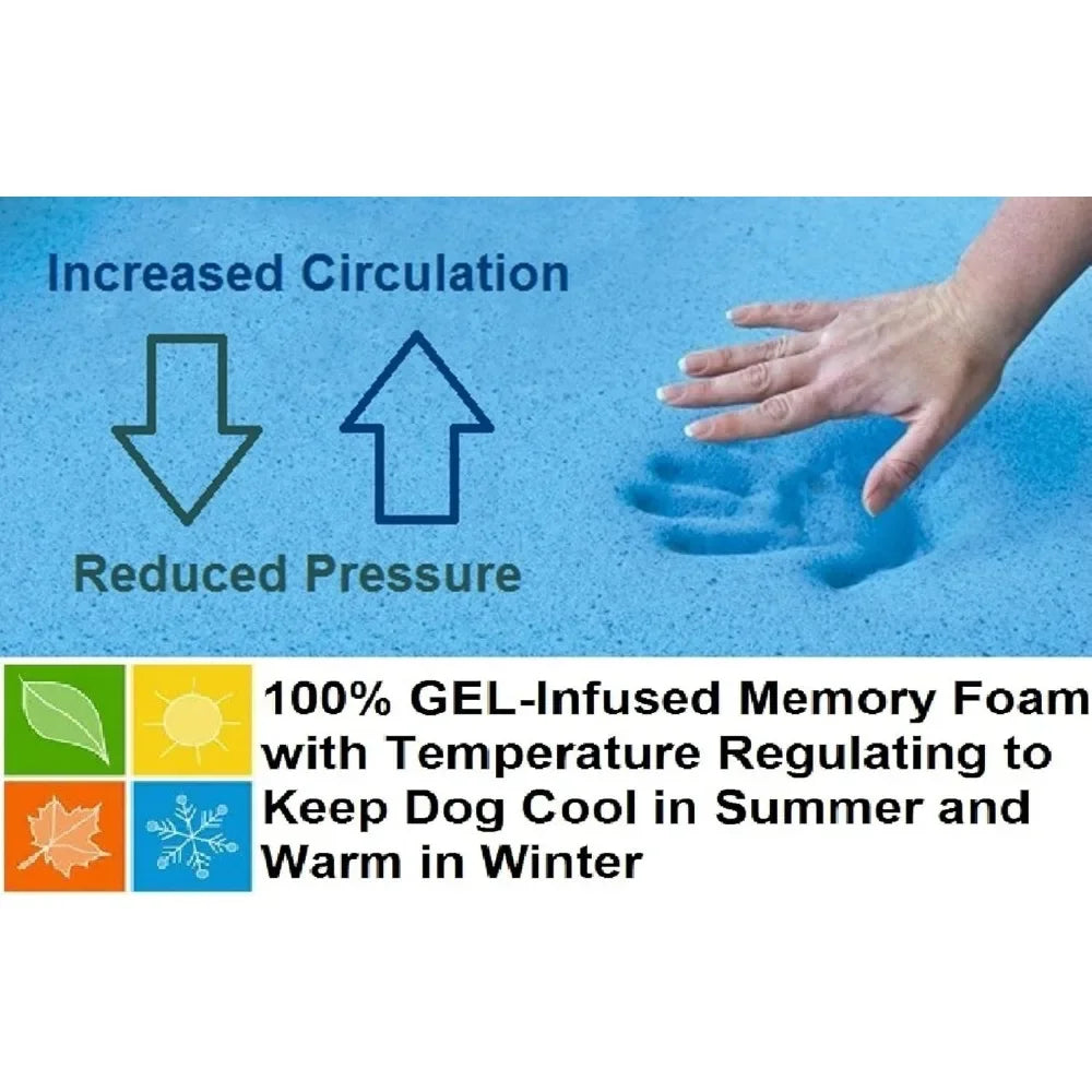 Orthopedic Gel Infused Memory Foam Dog Bed for Large Pet, Waterproof Liner with Durable Canvas Cover