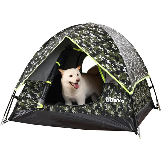 Camouflage Dog Tent House - Portable Indoor/Outdoor Dog Bed with Soft Pad for Large Dogs, 42 x 42 x 32 Inches
