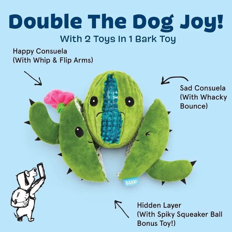 Pet Item 2-in-1 Interactive Plush Dog Toy - Tear and Expose Toy Designed for Dogs - Pet Toy Plush Cactus.