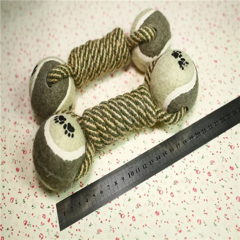 Pets Chew Toy Cotton Rope Tennis Dumbbell Rubbertoy Ball Medium Large Dog Interactive Toy Animal Playing Supplies